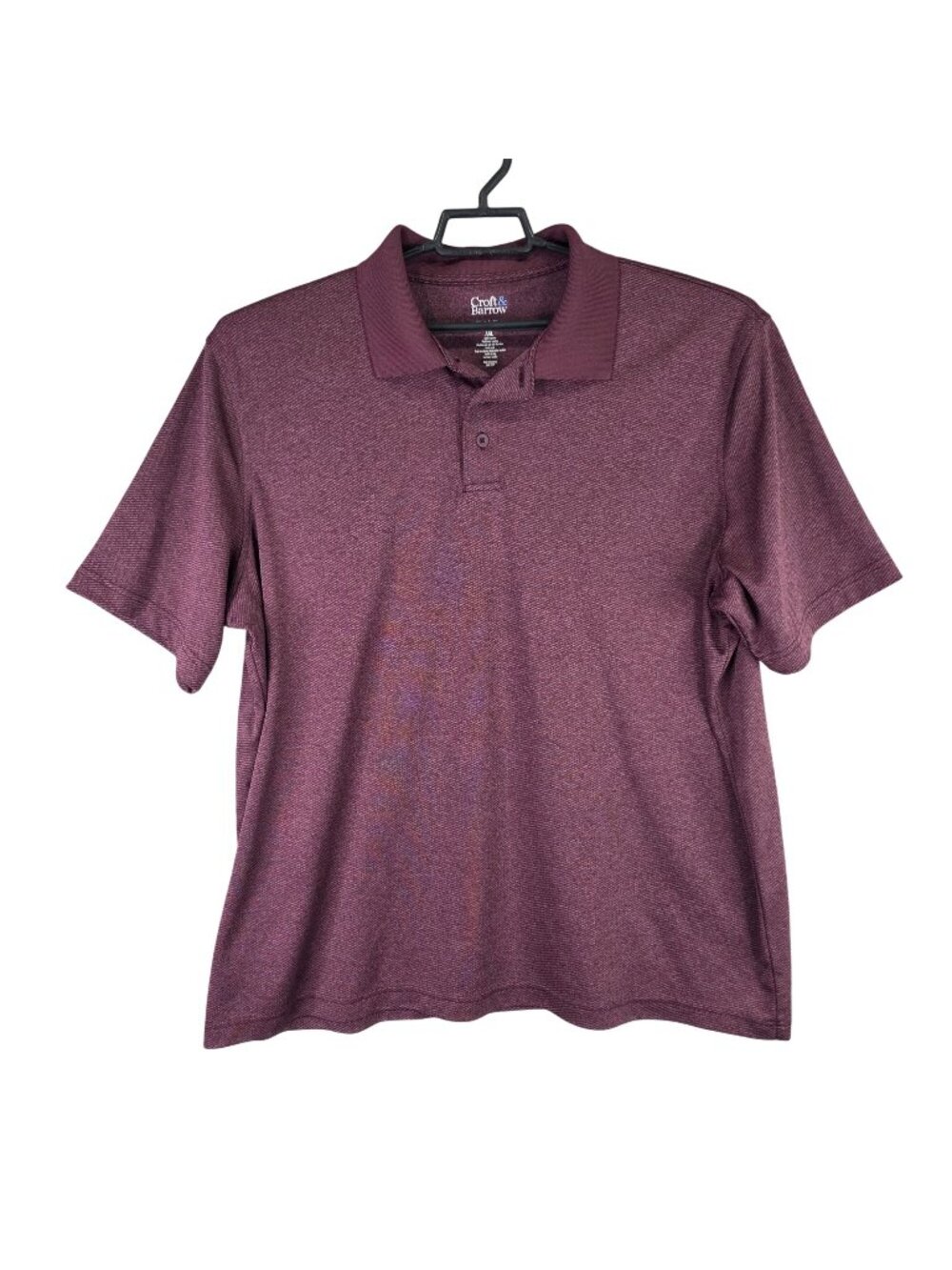 Mens Croft & Barrow Burgundy Quick Dry Polo Shirt Short Sleeve Polyester XXL